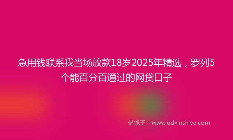 急用钱联系我当场放款18岁2025年精选，罗列5个能百分百通过的网贷口子