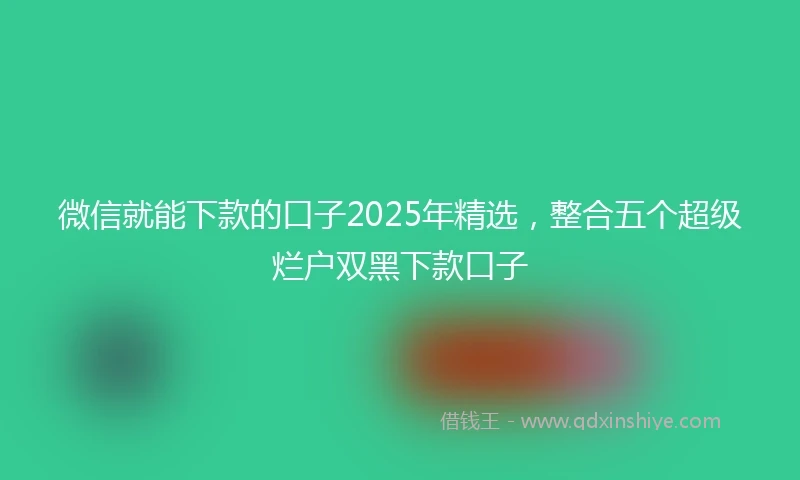 微信就能下款的口子2025年精选，整合五个超级烂户双黑下款口子