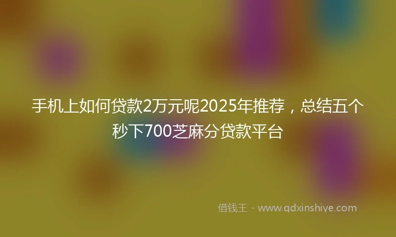 手机上如何贷款2万元呢2025年推荐，总结五个秒下700芝麻分贷款平台