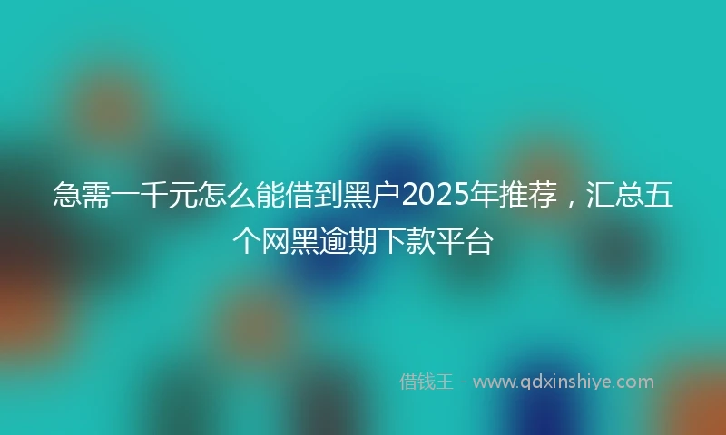 急需一千元怎么能借到黑户2025年推荐，汇总五个网黑逾期下款平台