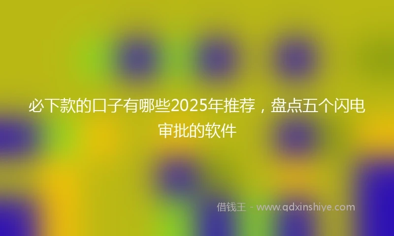 必下款的口子有哪些2025年推荐，盘点五个闪电审批的软件