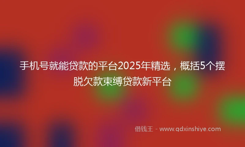 手机号就能贷款的平台2025年精选，概括5个摆脱欠款束缚贷款新平台