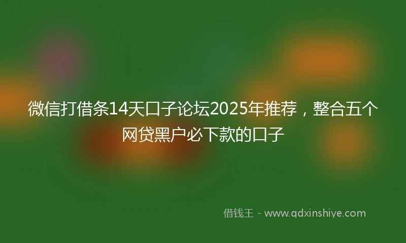 微信打借条14天口子论坛2025年推荐,整合五个网贷黑户必下款的口子