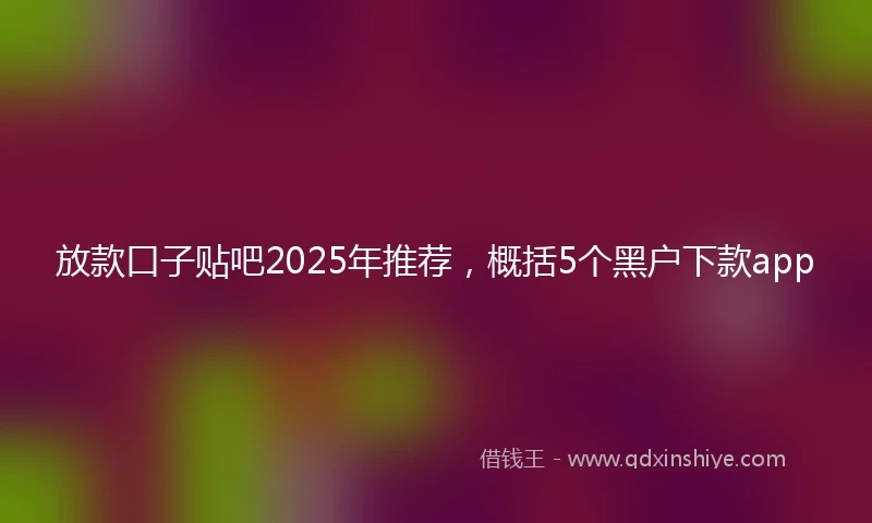 放款口子贴吧2025年推荐，概括5个黑户下款app