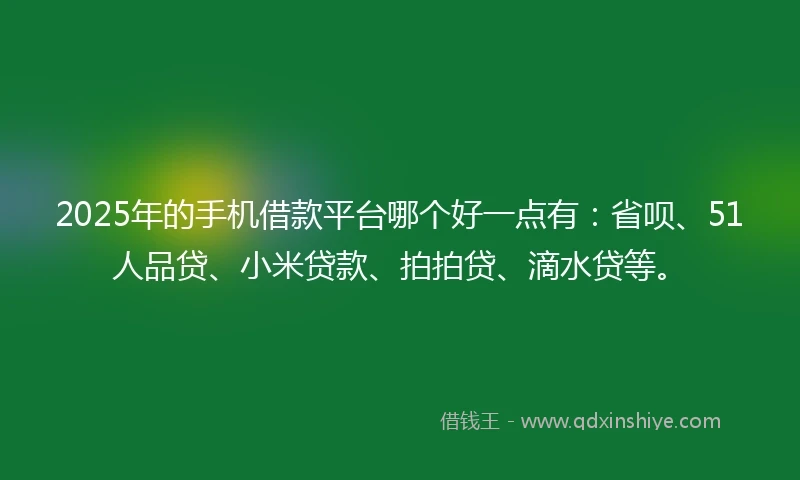 2025年的手机借款平台哪个好一点有：省呗、51人品贷、小米贷款、拍拍贷、滴水贷等。