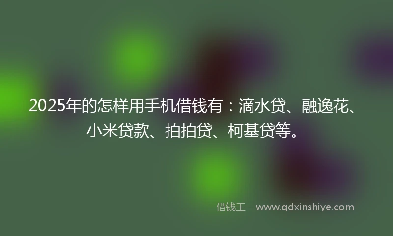 2025年的怎样用手机借钱有：滴水贷、融逸花、小米贷款、拍拍贷、柯基贷等。