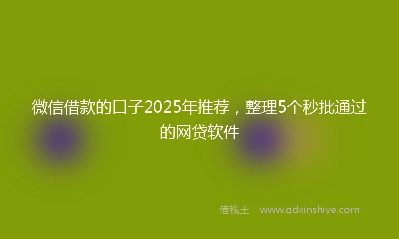 微信借款的口子2025年推荐,整理5个秒批通过的网贷软件