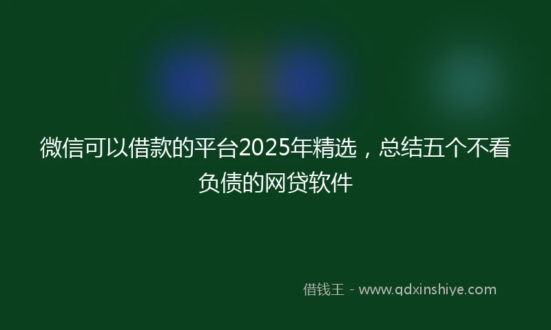 微信可以借款的平台2025年精选，总结五个不看负债的网贷软件