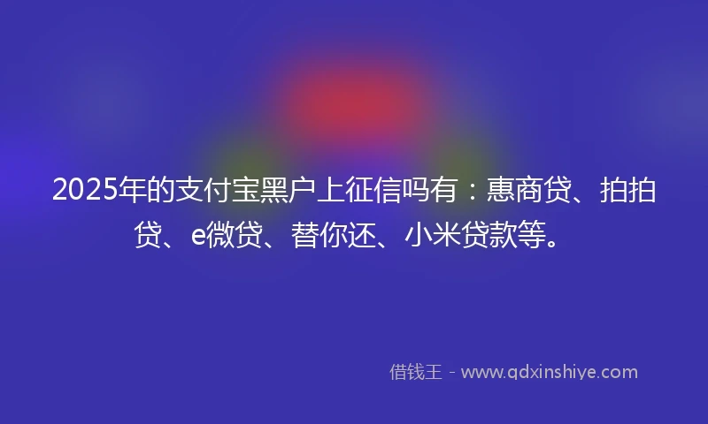 2025年的支付宝黑户上征信吗有：惠商贷、拍拍贷、e微贷、替你还、小米贷款等。
