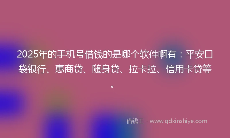 2025年的手机号借钱的是哪个软件啊有：平安口袋银行、惠商贷、随身贷、拉卡拉、信用卡贷等。