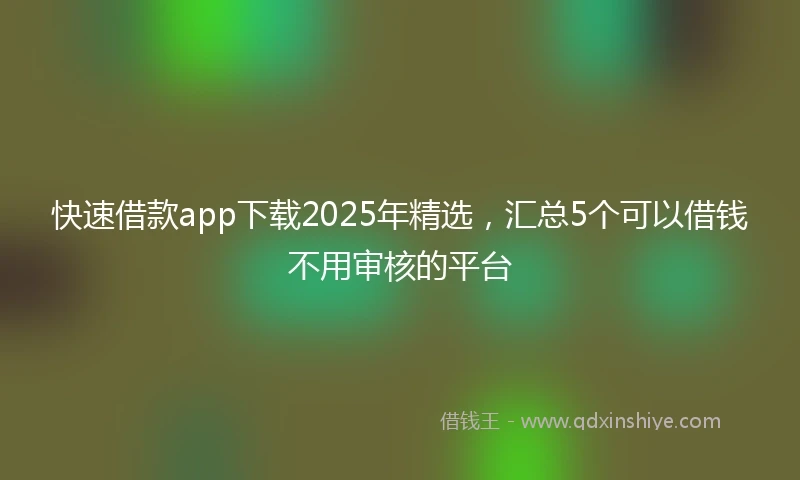 快速借款app下载2025年精选，汇总5个可以借钱不用审核的平台