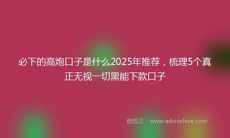 必下的高炮口子是什么2025年推荐，梳理5个真正无视一切黑能下款口子