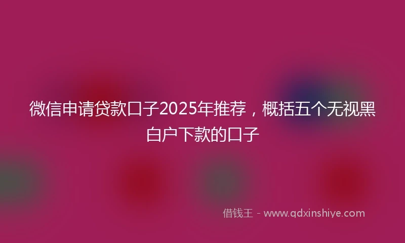 微信申请贷款口子2025年推荐，概括五个无视黑白户下款的口子