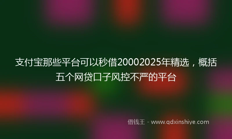 支付宝那些平台可以秒借20002025年精选，概括五个网贷口子风控不严的平台