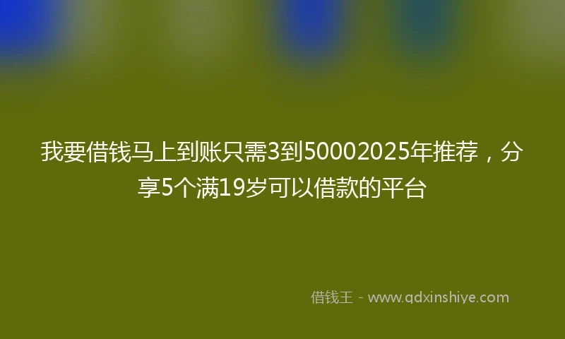我要借钱马上到账只需3到50002025年推荐，分享5个满19岁可以借款的平台