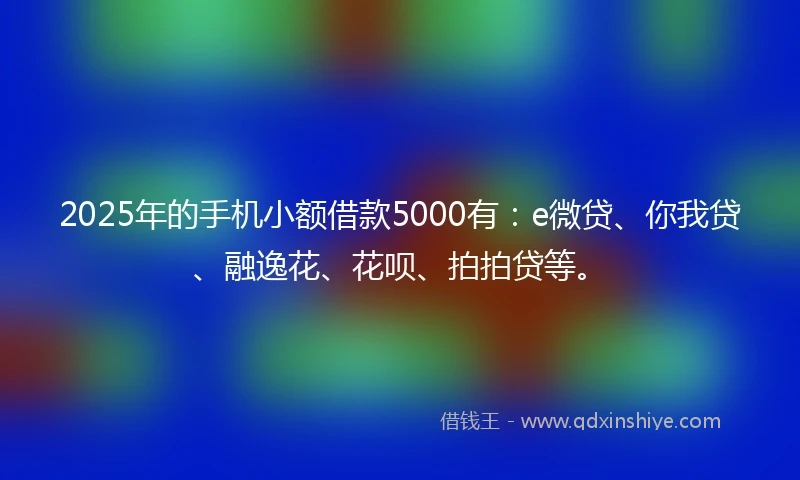2025年的手机小额借款5000有：e微贷、你我贷、融逸花、花呗、拍拍贷等。