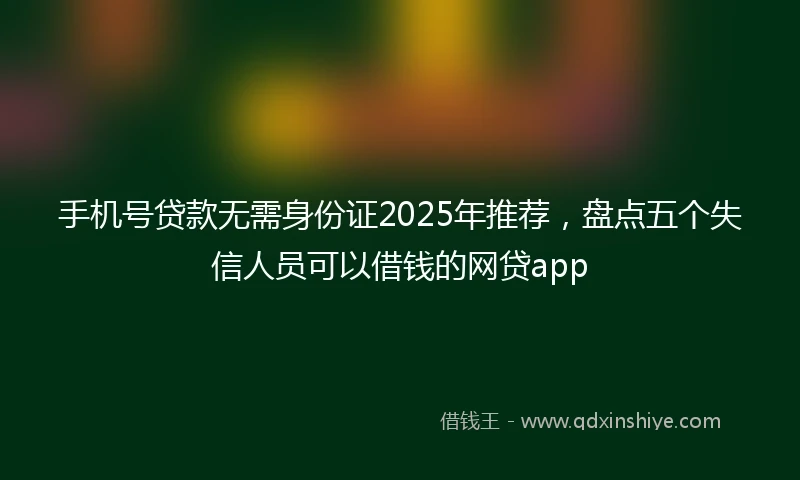 手机号贷款无需身份证2025年推荐，盘点五个失信人员可以借钱的网贷app