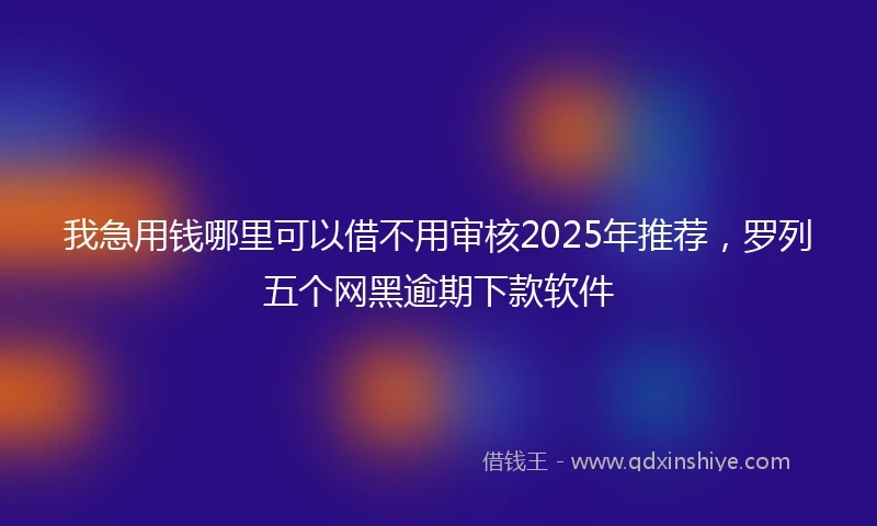 我急用钱哪里可以借不用审核2025年推荐，罗列五个网黑逾期下款软件