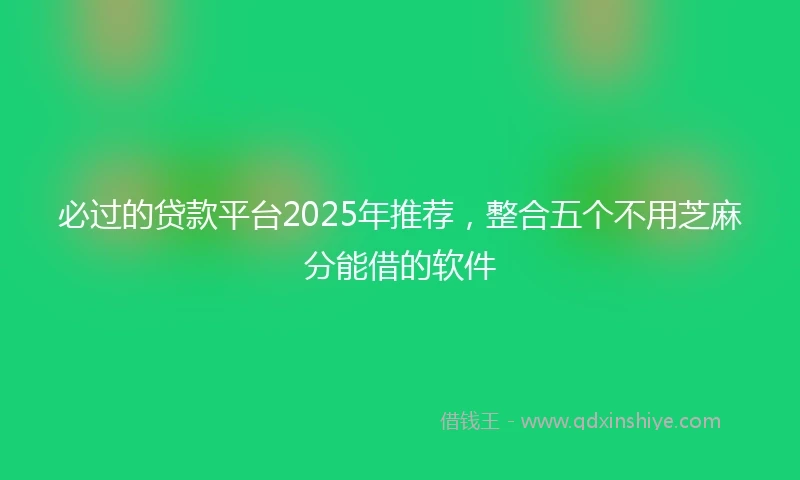 必过的贷款平台2025年推荐，整合五个不用芝麻分能借的软件