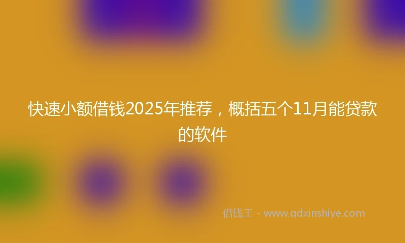 快速小额借钱2025年推荐，概括五个11月能贷款的软件