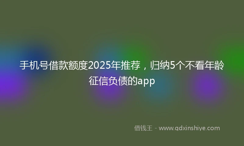 手机号借款额度2025年推荐，归纳5个不看年龄征信负债的app