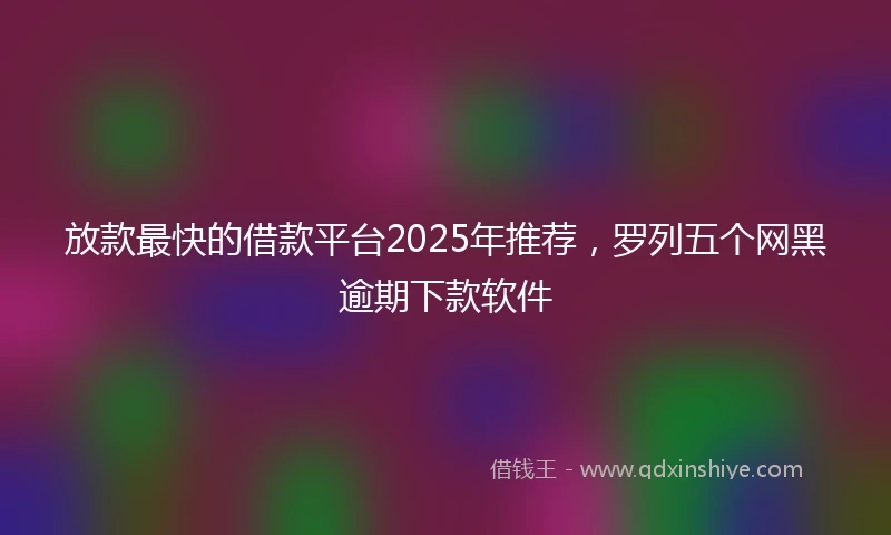 放款最快的借款平台2025年推荐，罗列五个网黑逾期下款软件