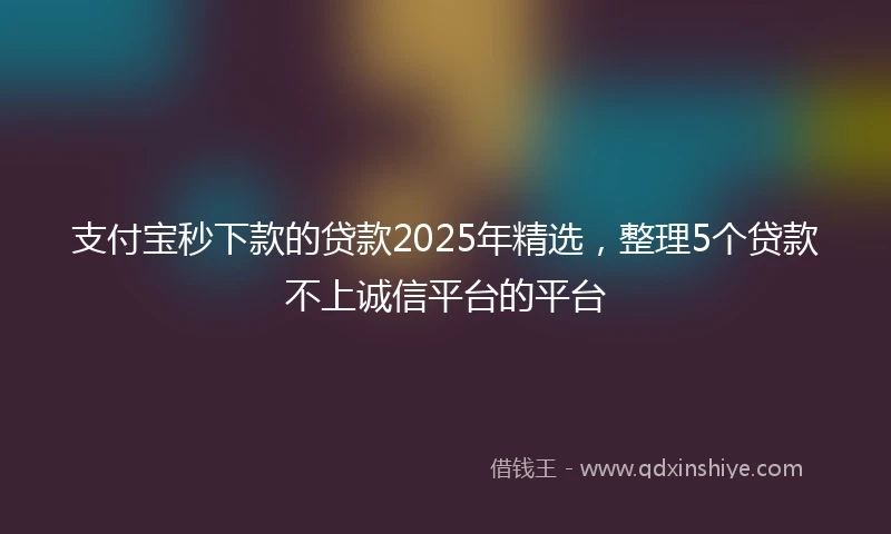 支付宝秒下款的贷款2025年精选，整理5个贷款不上诚信平台的平台