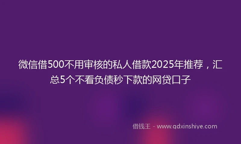 微信借500不用审核的私人借款2025年推荐,汇总5个不看负债秒下款的网贷口子
