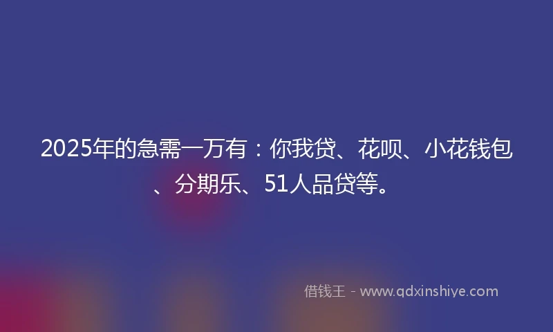 2025年的急需一万有：你我贷、花呗、小花钱包、分期乐、51人品贷等。