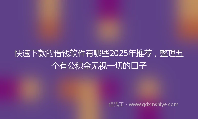 快速下款的借钱软件有哪些2025年推荐，整理五个有公积金无视一切的口子