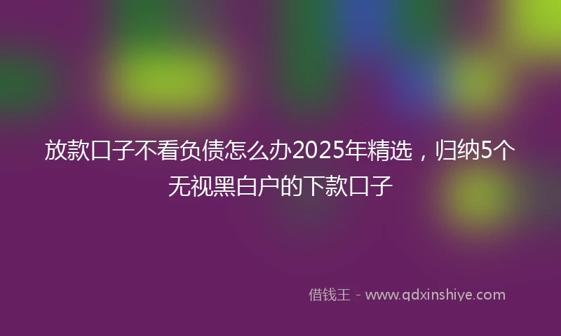 放款口子不看负债怎么办2025年精选，归纳5个无视黑白户的下款口子