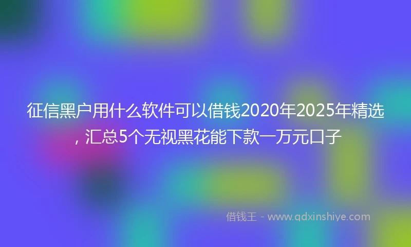征信黑户用什么软件可以借钱2020年2025年精选，汇总5个无视黑花能下款一万元口子