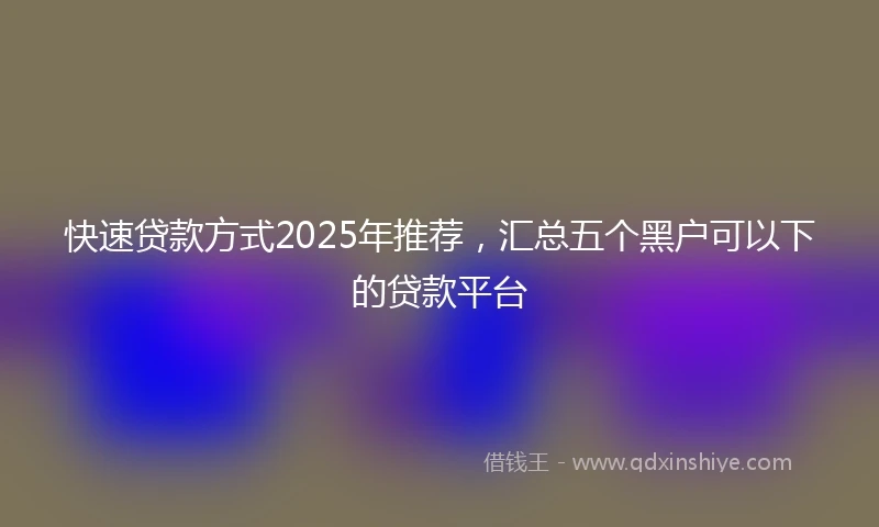 快速贷款方式2025年推荐，汇总五个黑户可以下的贷款平台
