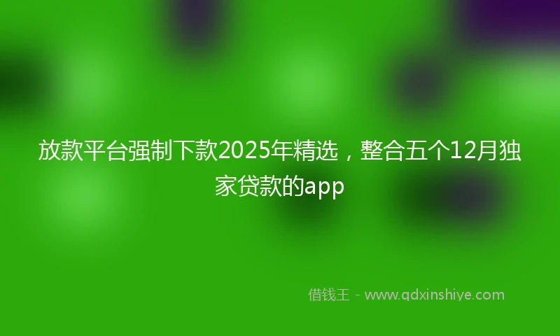 放款平台强制下款2025年精选，整合五个12月独家贷款的app