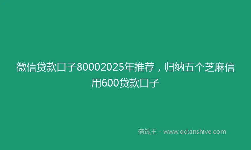 微信贷款口子80002025年推荐，归纳五个芝麻信用600贷款口子