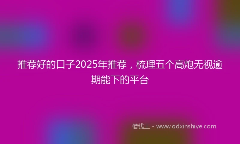 推荐好的口子2025年推荐，梳理五个高炮无视逾期能下的平台
