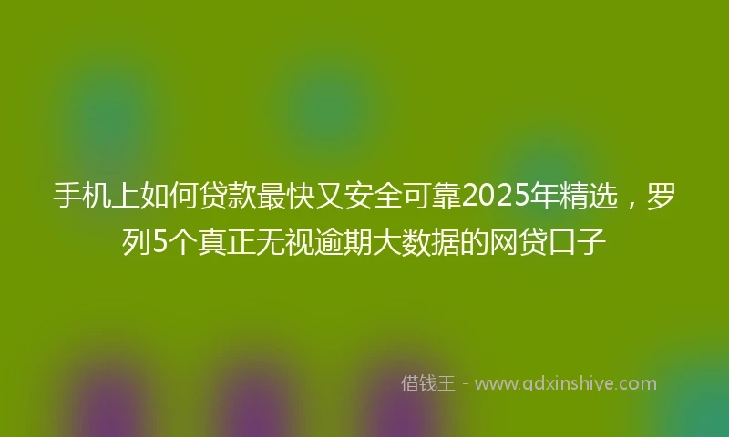 手机上如何贷款最快又安全可靠2025年精选，罗列5个真正无视逾期大数据的网贷口子