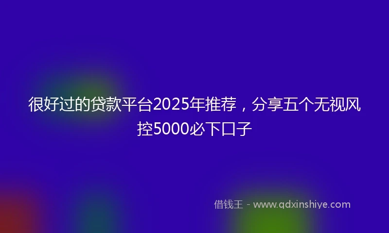 很好过的贷款平台2025年推荐，分享五个无视风控5000必下口子