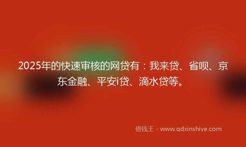 2025年的快速审核的网贷有：我来贷、省呗、京东金融、平安i贷、滴水贷等。