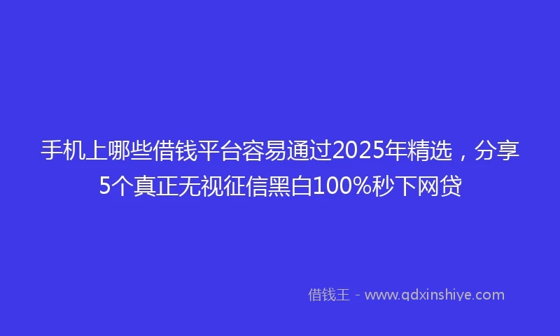 手机上哪些借钱平台容易通过2025年精选，分享5个真正无视征信黑白100%秒下网贷