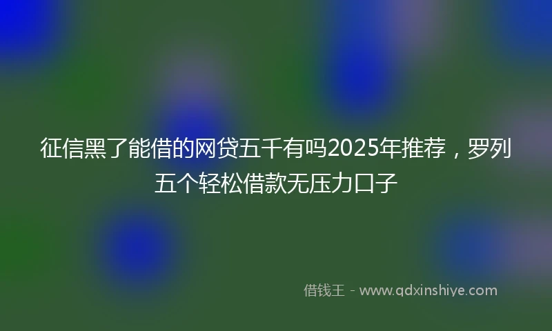 征信黑了能借的网贷五千有吗2025年推荐，罗列五个轻松借款无压力口子
