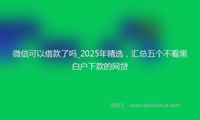 微信可以借款了吗_2025年精选，汇总五个不看黑白户下款的网贷