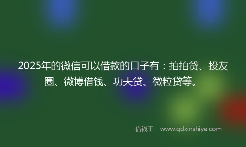 2025年的微信可以借款的口子有：拍拍贷、投友圈、微博借钱、功夫贷、微粒贷等。