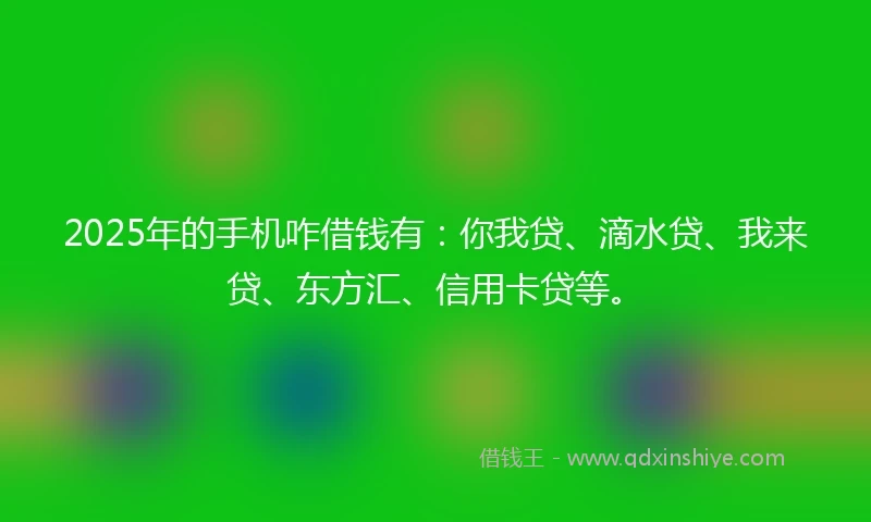 2025年的手机咋借钱有：你我贷、滴水贷、我来贷、东方汇、信用卡贷等。