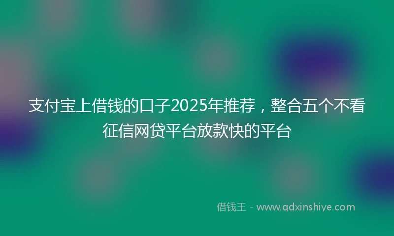 支付宝上借钱的口子2025年推荐，整合五个不看征信网贷平台放款快的平台