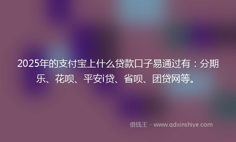 2025年的支付宝上什么贷款口子易通过有：分期乐、花呗、平安i贷、省呗、团贷网等。