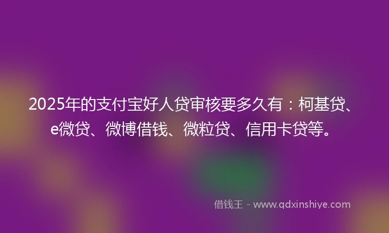 2025年的支付宝好人贷审核要多久有：柯基贷、e微贷、微博借钱、微粒贷、信用卡贷等。