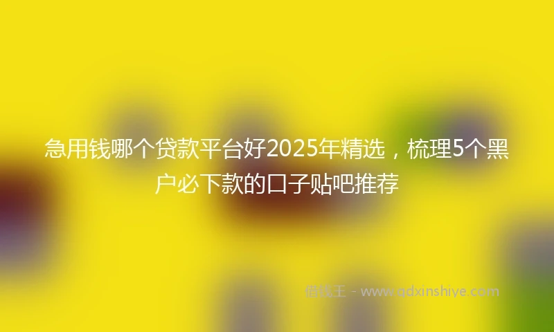 急用钱哪个贷款平台好2025年精选，梳理5个黑户必下款的口子贴吧推荐