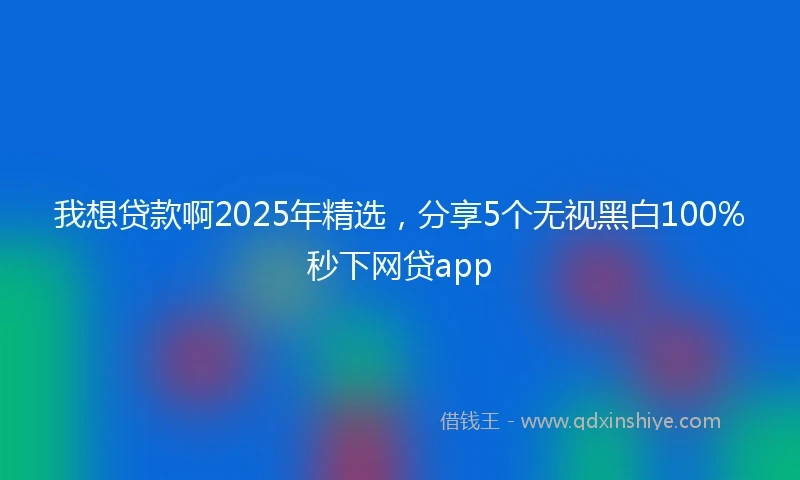 我想贷款啊2025年精选，分享5个无视黑白100%秒下网贷app