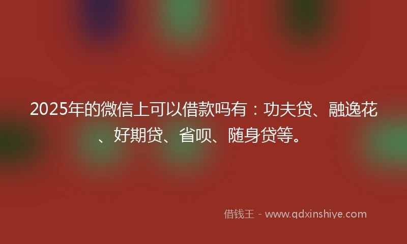 2025年的微信上可以借款吗有：功夫贷、融逸花、好期贷、省呗、随身贷等。